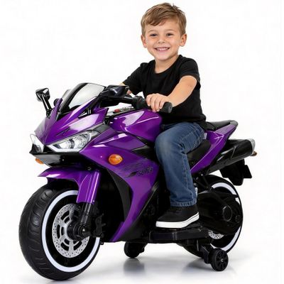 12V Kids Ride On Motorcycle with Manual Throttle, Purple