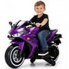 12V Kids Ride On Motorcycle with Manual Throttle, Purple view 1