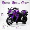 12V Kids Ride On Motorcycle with Manual Throttle, Purple view 2