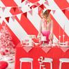 33 ft Red Plaid Checkered White Pennant Banner,Flag Triangle Bunting Garland Decor,Hanging Triangle Banner,for Betrothal Day, Wedding,Birthday,Baby Shower,Graduation,Christmas(White Red Plaid Banner) view 4