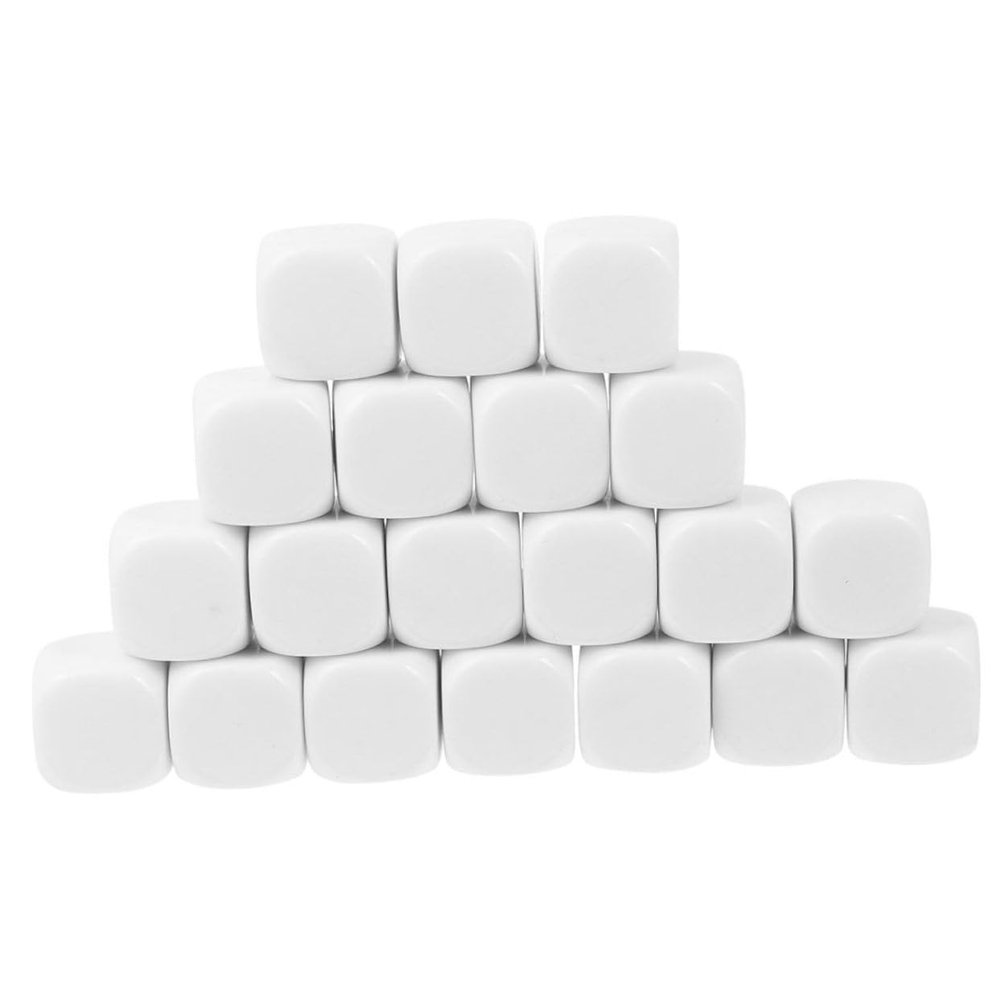 BESPORTBLE 30pcs Acrylic Dice Smooth Blank Game Dices for Crafting Education and Party Supplies Rounded Corner Dice