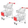 KICHOUSE 2pcs Mini Shopping Cart Wheels Supermarket Trolley Boys and Girls Toy Desk Decor Slim Rolling Cart view 1