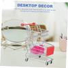 KICHOUSE 2pcs Mini Shopping Cart Wheels Supermarket Trolley Boys and Girls Toy Desk Decor Slim Rolling Cart view 3