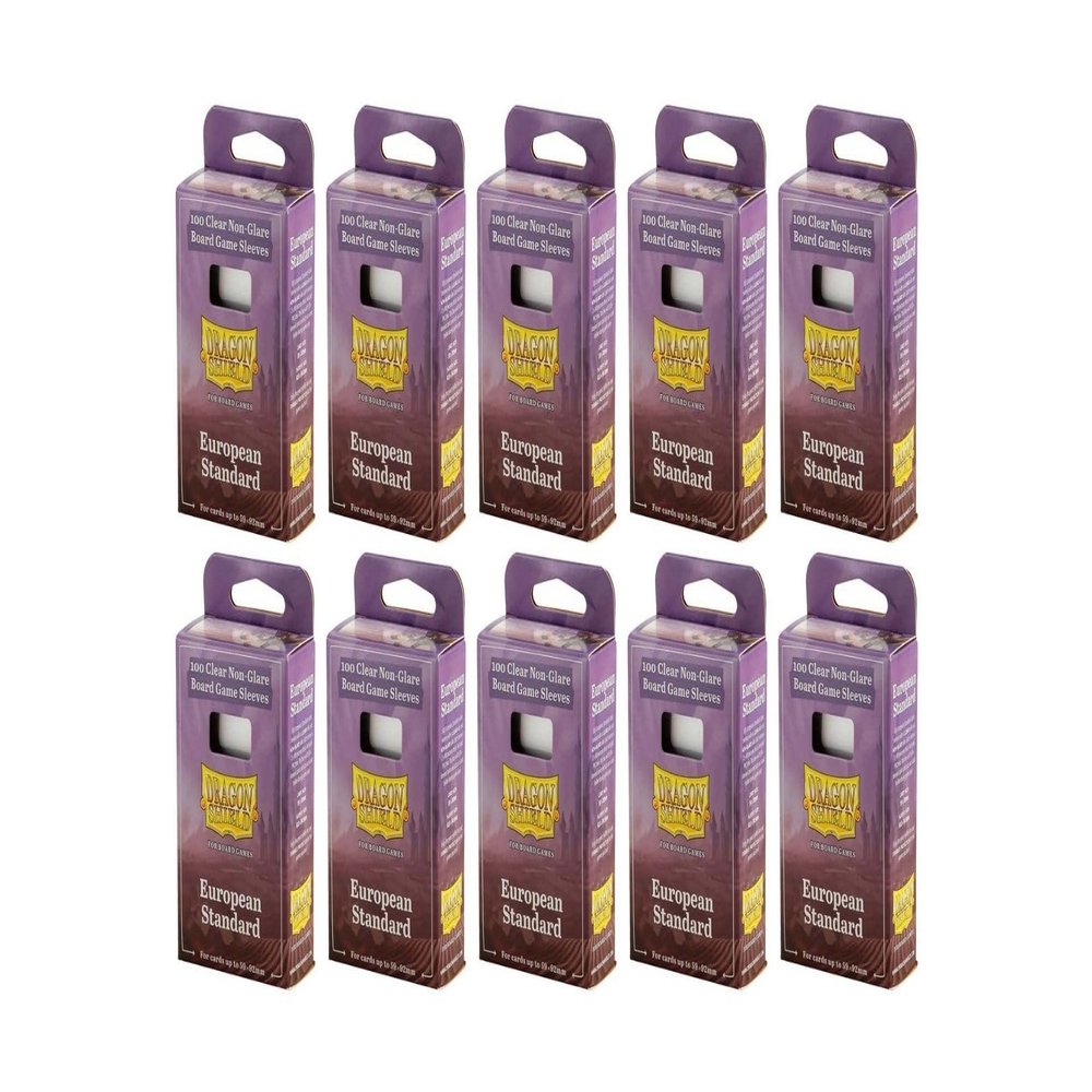 10 Packs Dragon Shield Board Game Sleeves 100 ct Standard European Size Card Sleeves Display Case