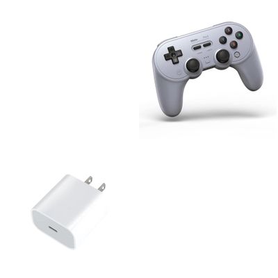 BoxWave Charger Compatible with 8BitDo Pro 2 Bluetooth Gamepad - PD GAN miniCube (30W), 30W Tiny PD GAN Type-C Wall Charger - Winter White