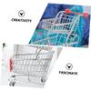 Gogogmee 2pcs Mini Shopping Cart for Boys and Girls Lightweight Desk Trolley Small Cart Wheels Stylish Decor for Kitchen Office Bedroom view 4