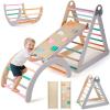 KIDINIX Upgraded Pikler Triangle Set, Reinforced with Montessori Climbing Setor Toddlers 1-6, Wooden Pickler Climbing Set with Ramp, Arch and Ladder, Indoor Playground Jungle Gyms, Rainbow view 1