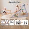 KIDINIX Upgraded Pikler Triangle Set, Reinforced with Montessori Climbing Setor Toddlers 1-6, Wooden Pickler Climbing Set with Ramp, Arch and Ladder, Indoor Playground Jungle Gyms, Rainbow view 2