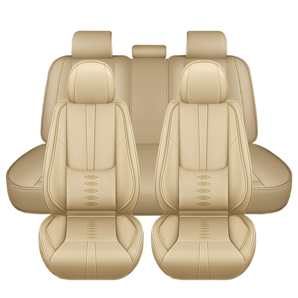 Cscevt Leather Seat Covers for KIA Cadenza 2014-2020,Premium Car Seat Covers Full Set,Waterproof Car Seat Protectors with Airbag,Comfort Car Interior Cover Seats for Cars(Beige)