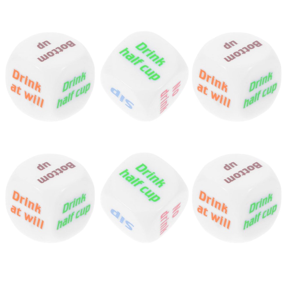 BESTonZON 6pcs Funny Drinking Dice for Parties and Gatherings Acrylic Game Dice for Bars and Ktv Social Fun Unique Drink Games for