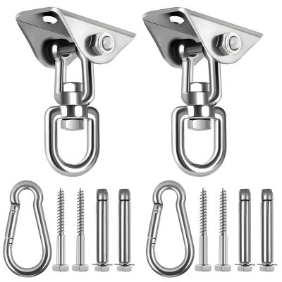 2-Pack Hammock Hanging kit,360Rotating 1200 lb Capacity Heavy Duty,Hanger & Swing Hook Snap for Concrete Wood,Hammock,Veranda Seat,Chair,Swing Sets,Yoga and GymWithout Chain 