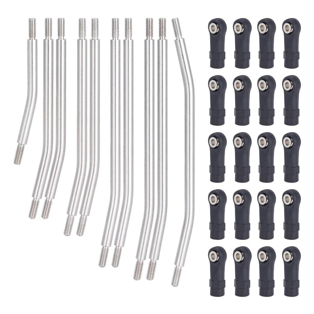 RC Upgrade Accessories for Axial for SCX10 II 90046 1/10 10Pcs Stainless Steel Links Rod Set with Ball End 313/324mm Wheelbase RC Crawler Car Upgrade Parts(324mm)