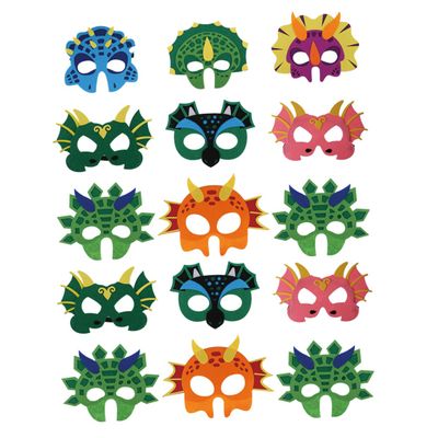 Abaodam 15pcs Dinosaur Masks for Boy Girl Fun Dress-up Party Masks for Dino-themed Events for Birthdays Halloween and Cosplay Activities Random Style