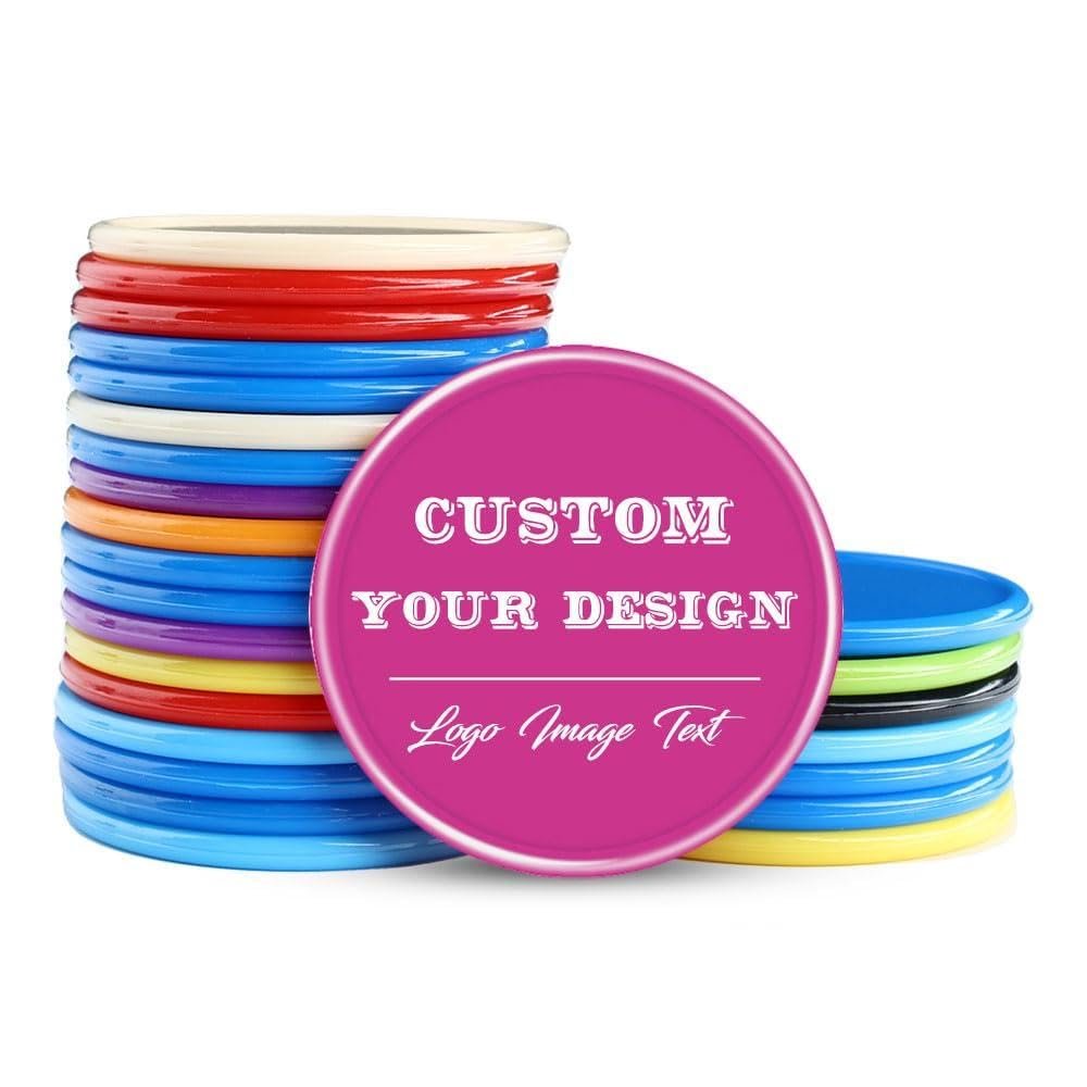 200-1000 Custom Poker Chips, Bar Drink Token Chips Personalized Logo, Image and Text on Chip, Double Sided Full Color Print Custom Tokens, Good for Casino Night, Wedding and Party (Rose Red)