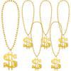 12 Pcs Light up Dollar Sign Necklaces Gold Money Chain Fake Dollar Jewelry Bead Pendant Necklace for Men Women Hip Hop Casino Theme Carnival America 250th Anniversary Buchona Halloween Party Parade view 1