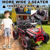 NEWQIDA XXL 24V Kids UTV 2 Seater Ride on Toys W/Remote Control 4x4 Electric Car for Boys Girls, 22" Spacious Seat, Metal Frame, Spring Suspension, Up to 5MPH, EVA Rubber Tires, Bluetooth, Music, Red view 2