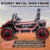 NEWQIDA XXL 24V Kids UTV 2 Seater Ride on Toys W/Remote Control 4x4 Electric Car for Boys Girls, 22" Spacious Seat, Metal Frame, Spring Suspension, Up to 5MPH, EVA Rubber Tires, Bluetooth, Music, Red view 4