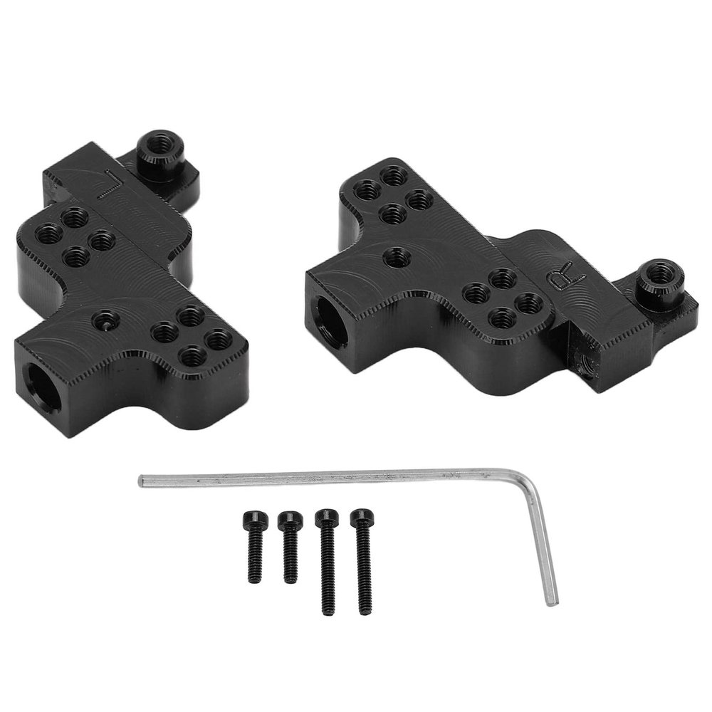 2 PCS RC Front Shock Mount, Metal Aluminum Steering Servo Mount Bracket, Front Suspension Bracket Shock Mount for SCX24 1/24 RC Car (Black)