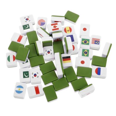 Abaodam 48pcs National Flag Mahjong Game Family for Adults Boys and Girls for Picnics and Parties Includes Multiple Game Types