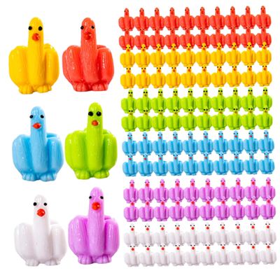 120Pcs Mini Ducks, Colorful Funny Tiny Middle Finger Duck for Hiding and Seek Prank, 1 Inch Mini Resin Animals for Dollhouse Office Car Accessories Decor