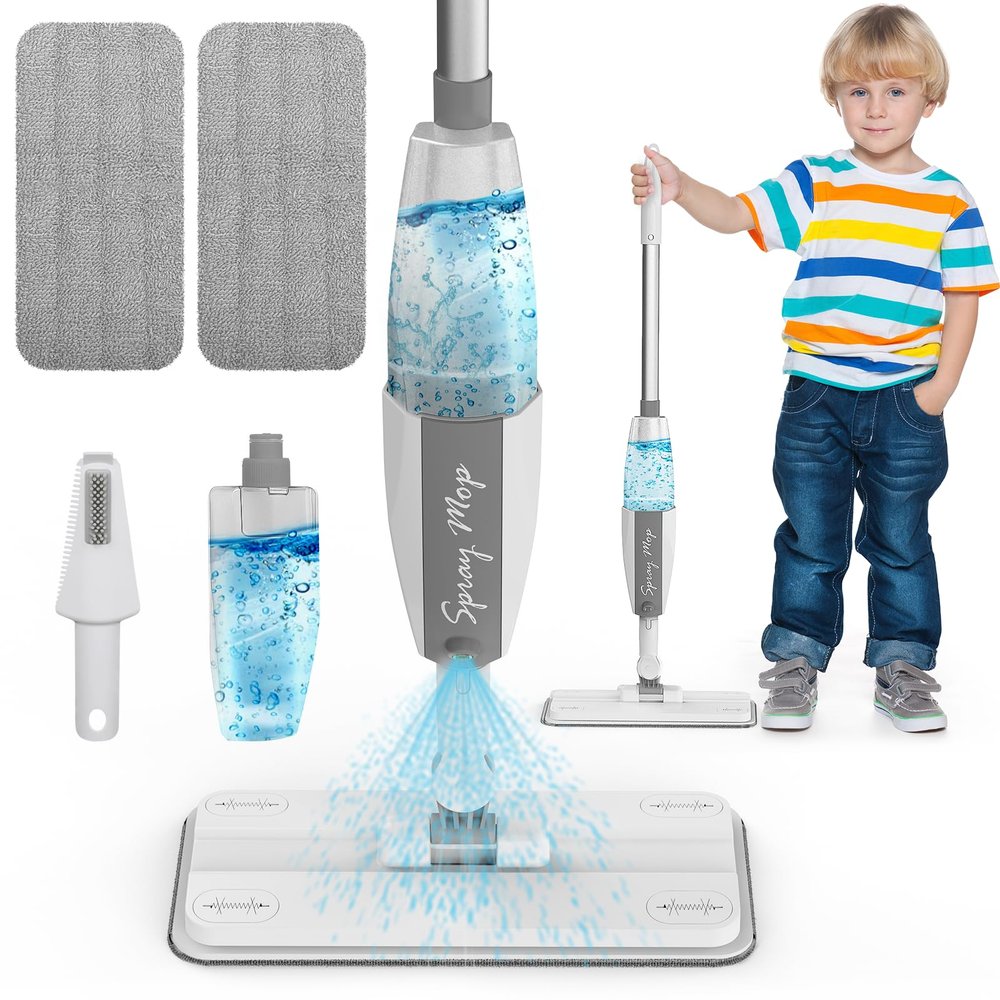 Toddler Mop That Really Works - Kids Spray Mop - Mini Size Cleaning Toy Set, Interactive Pretend Play Montessori Toys Gift for Toddlers Boys Girls