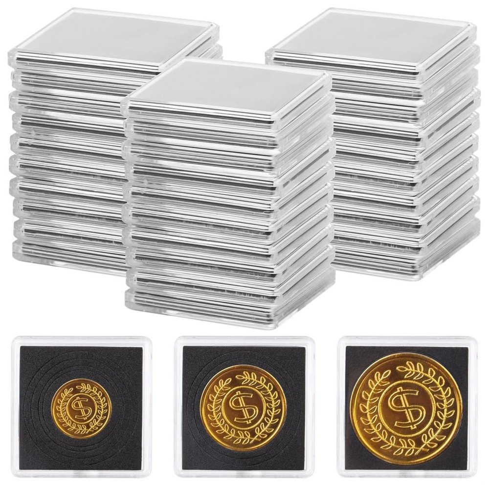 30 Pcs Acrylic Coin Holders, Transparent 2 X 2 Inch Coin Cases for 0.83/1.1/1.18/1.38/1.6 Inch Coins