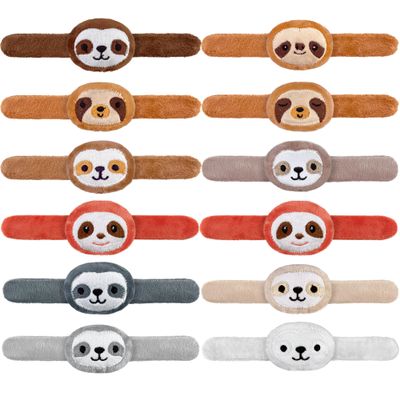 12 PCS Stuffed Sloth Animal Slap Bracelets Plush Animal Snap Bracelets Cute Wrist Slap Band Toy Wrist Animals Wrist Pets Slap Bracelet Wrist Toy for Boys Girls Birthday Gifts Party Favors 11 Styles
