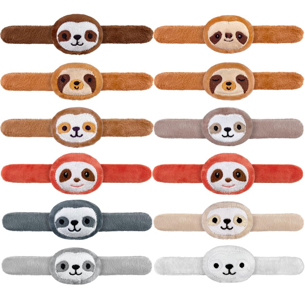 12 PCS Stuffed Sloth Animal Slap Bracelets Plush Animal Snap Bracelets Cute Wrist Slap Band Toy Wrist Animals Wrist Pets Slap Bracelet Wrist Toy for Boys Girls Birthday Gifts Party Favors 11 Styles