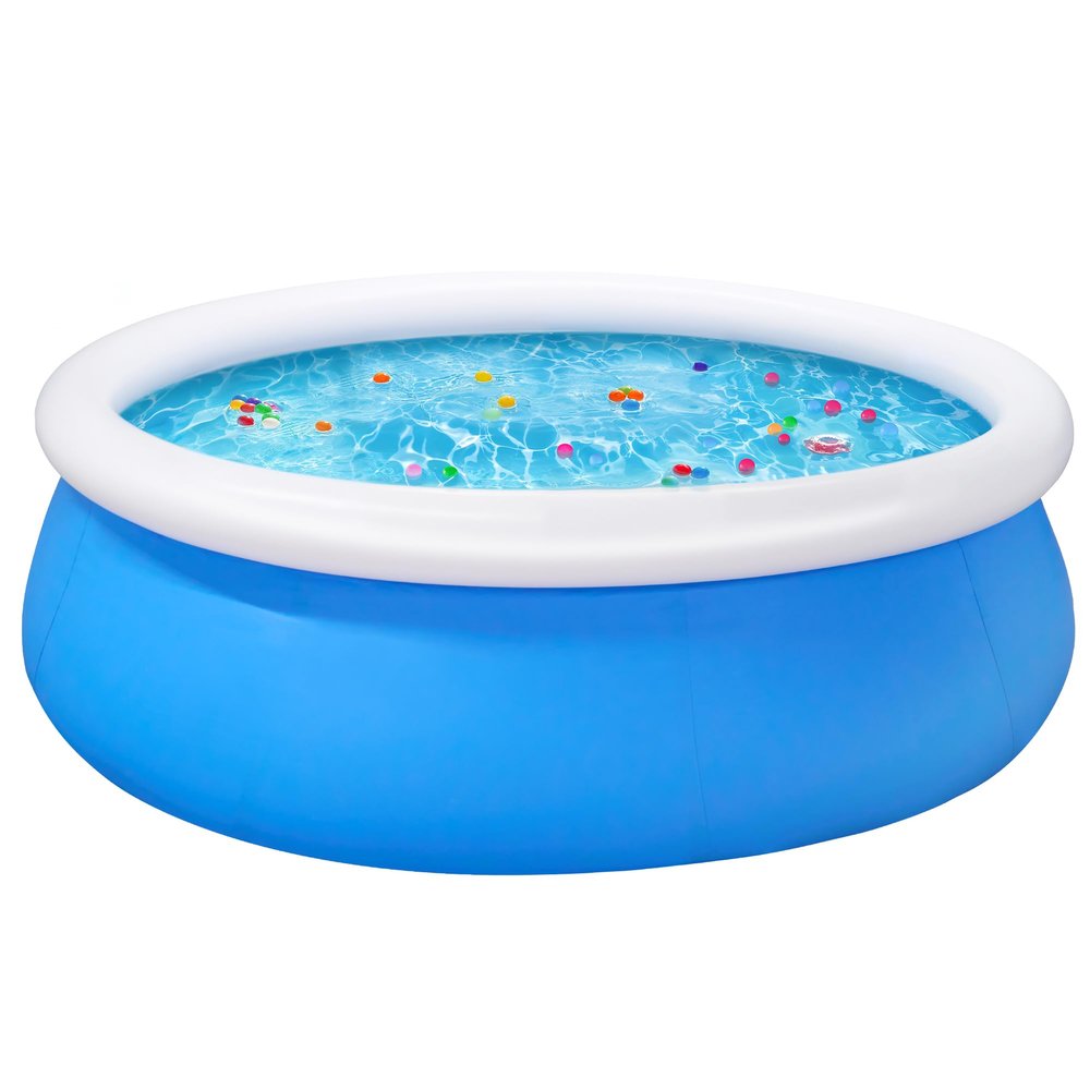 10ft x 28in Inflatable Swimming Pool Above Ground Family Pool for Kids & Adults Puncture-Resistant PVC, Quick Setup (Includes 2 Repair Patches)