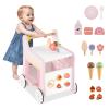GLACER 8-in-1 Wooden Baby Walker, Storage Organizer & Montessori Activity Center with Ice Cream Shop Role-Play, Educational Push Toy with Adjustable Learning Games for Boys Girls 12+ Months (Pink) view 1