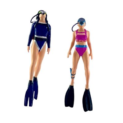 pistro 1/64 Scale Mermaid Diving Figures, Hand Painted Resin Miniatures for Diorama Decor
