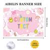 AIBIIN Preppy Birthday Custom Backdrop Coquette Smiling Face Personalized Banner Pink Disco Theme Party Decorations Cherry Rainbow Star Party Photo Props 7x5ft view 2