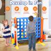 Ancaixin Giant 4 in-A-Row Connect Game Set, Adjustable Height Jumbo Yard Game with Basketball Hoop, Golf, Mesh Pocket & Ring Toss, Indoor Outdoor Family Backyard Party Game for Kids and Adults, Blue view 3