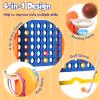 Ancaixin Giant 4 in-A-Row Connect Game Set, Adjustable Height Jumbo Yard Game with Basketball Hoop, Golf, Mesh Pocket & Ring Toss, Indoor Outdoor Family Backyard Party Game for Kids and Adults, Blue view 4