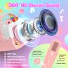 Mini Karaoke Machine for Kids Girls: Unicorn Portable Bluetooth Speakers with 2 Wireless Mic Easter Birthday Gifts for 5 6 7 8 9 10 11 Years Teen Toys for Girls Age 4-6 7 8 9 Basket Stuffers Pink view 3