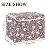 Kigai Rose Skull Storage Boxes with Lid & Handles Collapsible Stackable Storage Bins Decorative Fabric Closet Organizer Baby Basket for Bedroom Nursery Living Room Office view 3