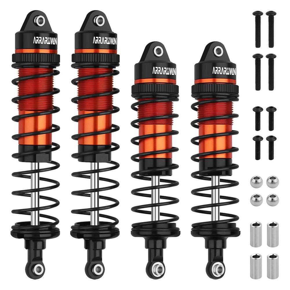 4PCS RC Shock 1:10 Aluminum Front & Rear Shocks Set Compatible with Arrma 1/10 Typhon 3S/2S, Granite 4x4, Bigrock, Senton, Replace for AR330550, AR330551 (Black Orange)