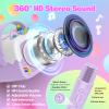 Mini Karaoke Machine for Kids Girls: Unicorn Portable Bluetooth Speakers with 2 Wireless Mic Toys for Girls Age 4-6 7 8 9 Years Old Girl Easter Birthday Gifts for 5 6 7 8 9 10 11 Years Teens Purple view 3