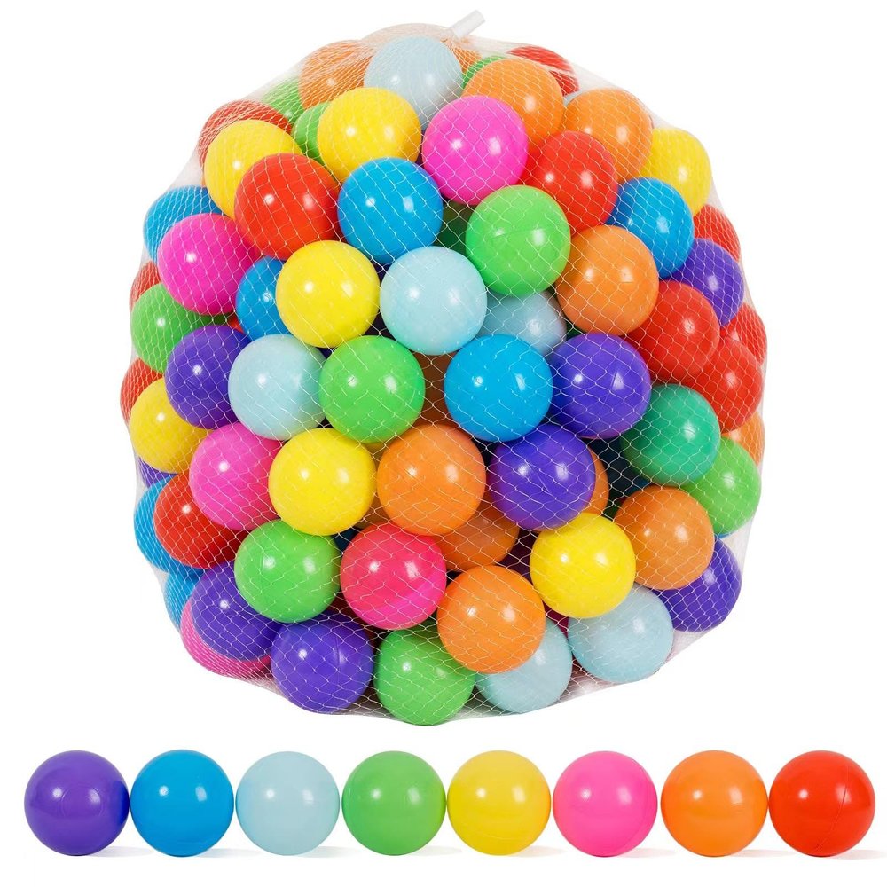 200 Count Ball Pit Balls, 8 Colors Plastic Balls for Ball Pit Play Balls for Toddlers with Durable Storage Mesh Bag