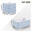 Kigai Blue White Gingham Cube Storage Bins 11x11 inch Collapsible Fabric Storage Cubes Organizer Foldable Boxes Decorative Basket for Home Organizing view 4