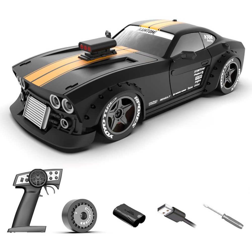 Actualia 1:32 Scale RC Drift Car, 2.4Ghz 4WD Mini Racing Drift Remote Contrl Car with ESP Gyro & LED Lights, Racing Vehicle Hobby Gift for Adults