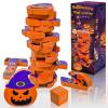 AerWo Wooden Blocks Stacking Games, Tumbling Tower and Balance Halloween Games for Kids, for Kids and Adults Ages 6+, Pumpkin Toys Wood Blocks Twister Game for Family view 1