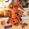AerWo Wooden Blocks Stacking Games, Tumbling Tower and Balance Halloween Games for Kids, for Kids and Adults Ages 6+, Pumpkin Toys Wood Blocks Twister Game for Family view 2