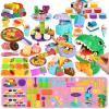 93 PCS 4 in 1 Dough Sets for Kids Ages 3-4-8, Art Crafts Dough Tools Kit, Dinosaur Dentist Playset, Ice Cream, Mooncake Maker Machine, Dessert Rack, Kitchen Creations Food Play Toys Boys Girls view 1