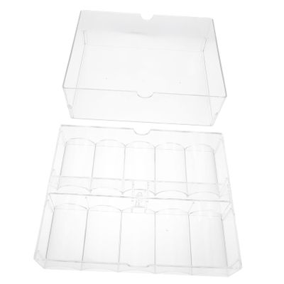 GRIRIW 200-Capacity Acrylic Poker Chip Storage Box Lid Poker Chips Organizer for Game Nights and Tournaments