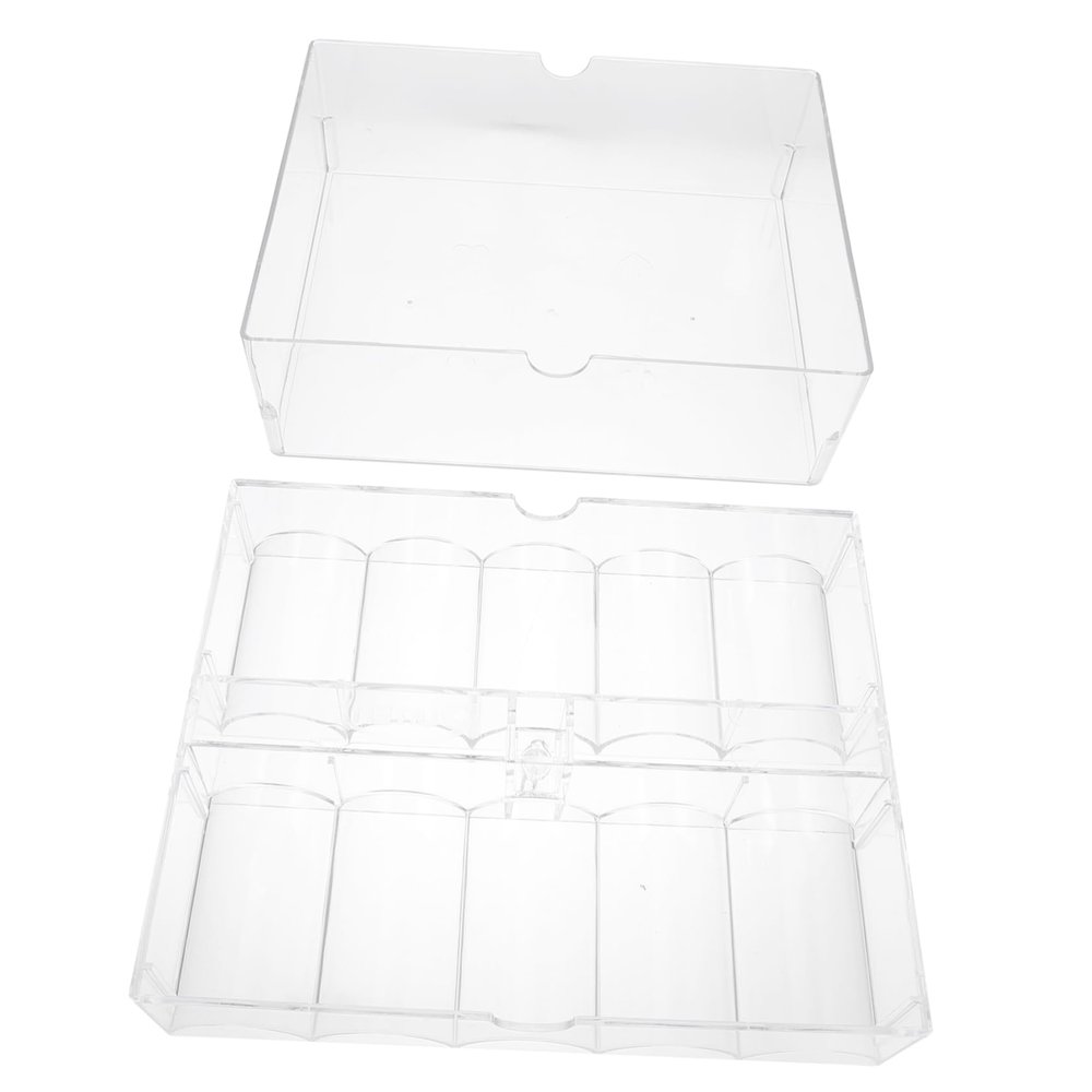 GRIRIW 200-Capacity Acrylic Poker Chip Storage Box Lid Poker Chips Organizer for Game Nights and Tournaments
