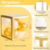 Ledido Transparent Balloon Boxes, Clear Balloon Boxes with 6 Pcs String Lights and 78 Letters for Baby Shower Gender Reveal 2026 New Year Grad Party Birthday Anniversary Bridal Decor - 6 Gold Boxes view 3
