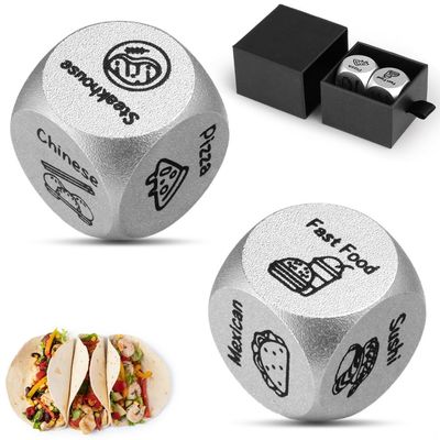 Couples Food Decision Dice With Drawer Case, 2 Pcs Stainless Steel Dice For Date Nights, ValentineS, Anniversaries, And Birthday Gifts