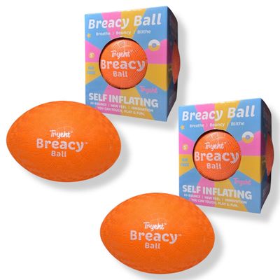 Tryeht 5" Mini Self-Inflating Playground Ball  No Pump Hollow Rubber, High Consistent Bounce, Air Free for Handball, Dodgeballs, Indoor & Outdoor Games (Orange2 Pack)