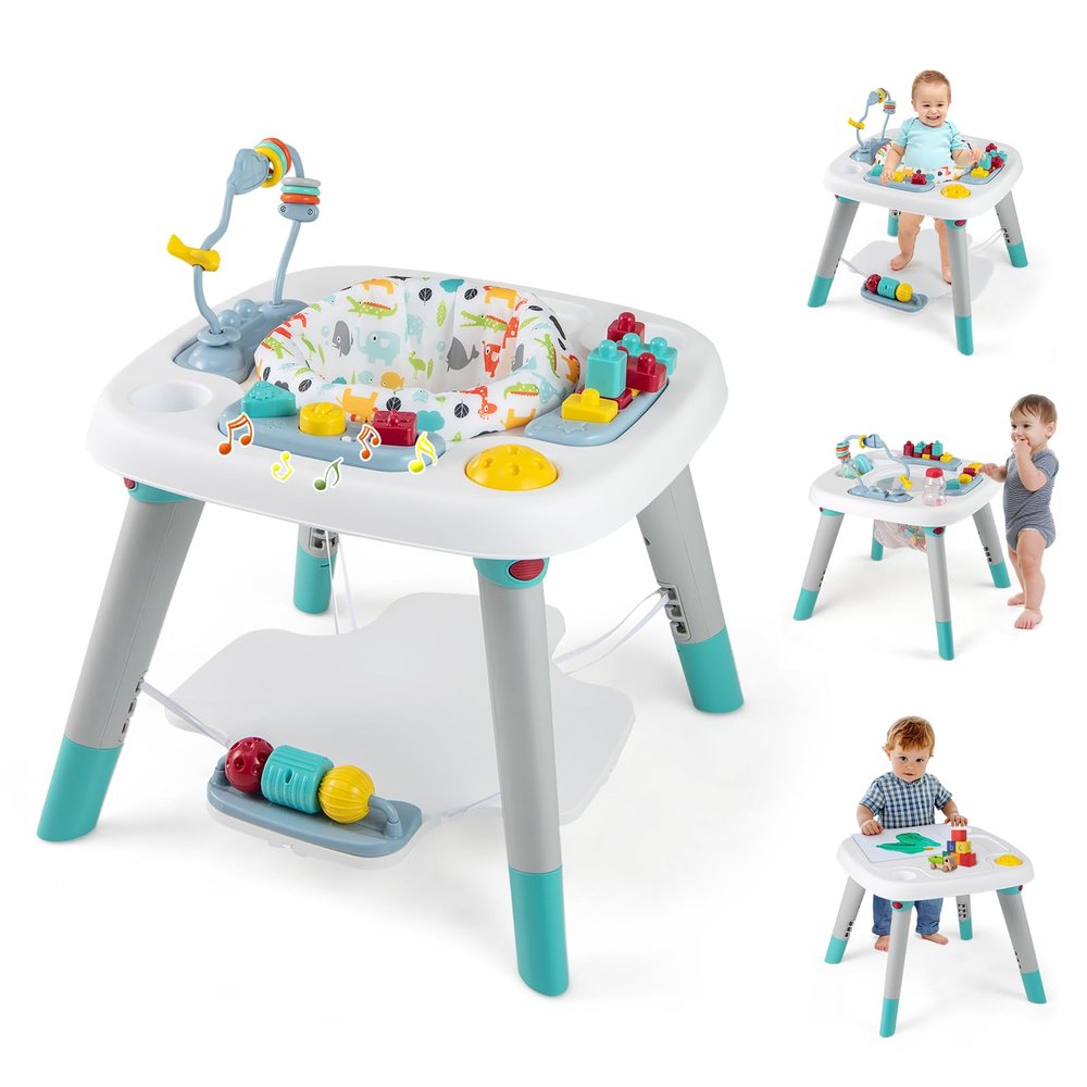 BABY JOY 6-in-1 Baby Activity Center, Baby Jumper & Interactive Play Table with 360 Rotating Seat, Detachable Toys & Music, Montessori-Inspired Design, Activity Center for Infant Toddlers 6-36 Months